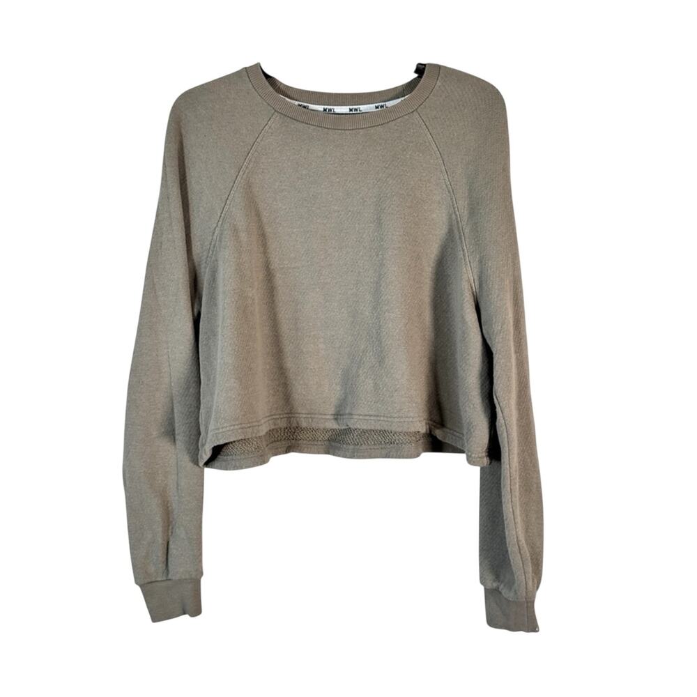 Madewell Green Cropped Pullover Sweatshirt Womens S Fall Casual Cozycore Basic